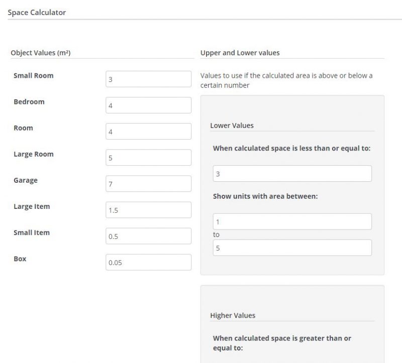 Space Calculator Online contactless MoveIns